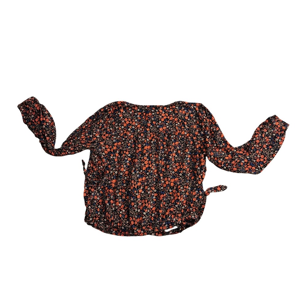 Vintage Sexy Floral Wrap Blouse Womens Large Multi Tie Front Excellent Long Slv - Picture 3 of 10